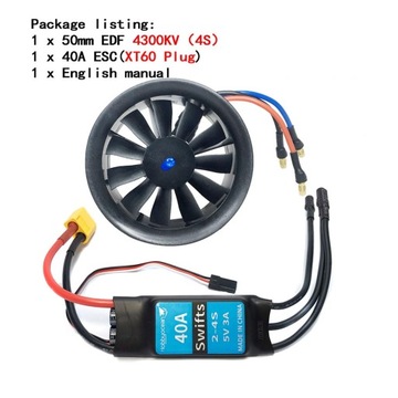 50-мм канальный вентилятор Edf 4300Kv 11 с бесщеточным пропеллерным двигателем и электрическим двигателем 40A