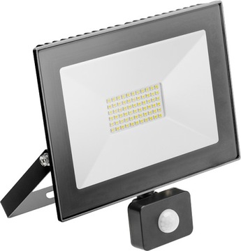 Naświetlacz LED z czuj. ruchu, 50W, 3500lm, IP65, 120°, 4000K, czarny, GTV