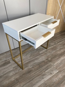 Белый туалетный столик, золотая консоль, письменный стол, каркас