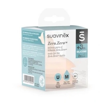 Соска для пляшки Suavinex Zero Zero вільний потік S 0 міс.+ 2 шт.
