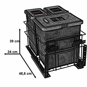 Сортировщик мусора, передний монтаж, бесшумное закрывание, 40 см