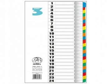 Przekładki Laminowane KOLOROWE do Segregatora A4