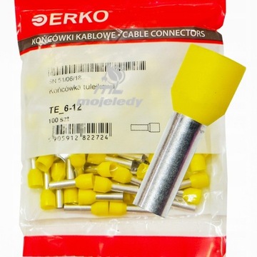 Tulejka izolowana kablowa TE 6 12 100szt ERKO