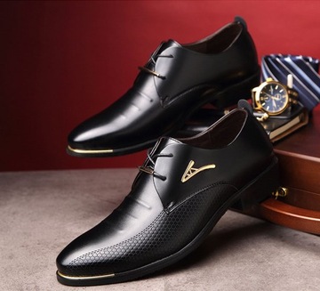 WYGODNE ELEGANCKIE MĘSKIE WIZYTOWE BUTY SKORZANE CASUAL R.44