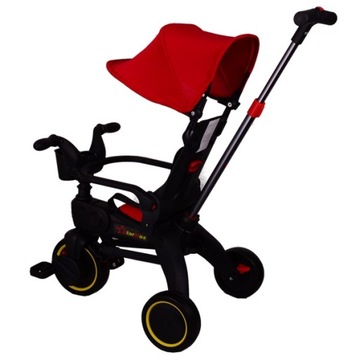 Складной трехколесный велосипед с направляющей