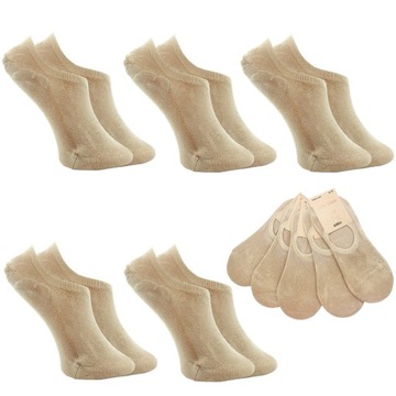 5x SKARPETY STOPKI DAMSKIE BAMBUSOWE BEŻOWE BASIC JAKOŚĆ PREMIUM NISKIE
