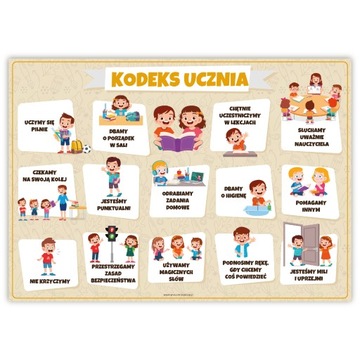 KODEKS UCZNIA plakat plansza zalamin. A3