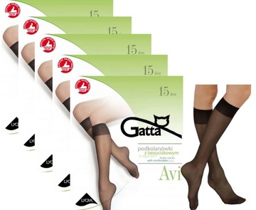 5 X GATTA PODKOLANÓWKI AVI 15DEN NERO 2PARY