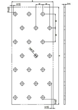 PP5 ПЛАСТИНА ПЕРФОРИРОВАННАЯ КАРПАНСОВАЯ СОЕДИНИТЕЛЬНАЯ 60x140x2 10шт DOMAX ПЛОСКАЯ