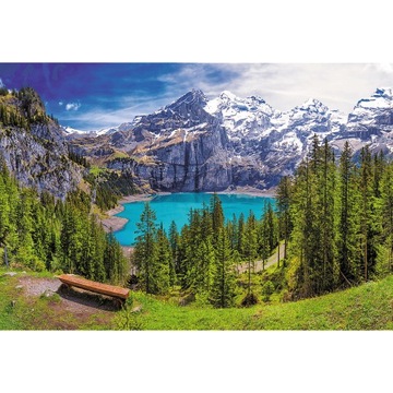 PUZZLE 1500 UKŁADANKA KRAJOBRAZ GÓRY JEZIORO OESCHINEN ALPY LAS 12+ TREFL