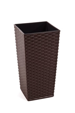 Doniczka FINEZJA RATTAN 30x30cm kol. MOKKA + wkład