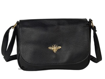 LISTONOSZKA MAŁA TOREBKA DAMSKA KLAPKA NA PASKU PSZCZÓŁKA MUSZKA