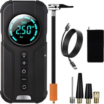 BEZPRZEWODOWA POMPKA ELEKTRYCZNA KOMPRESOR SAMOCHODOWY 12V LED LCD