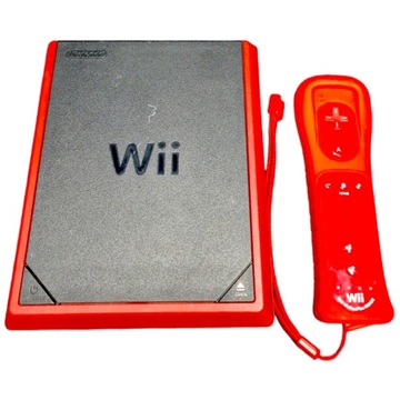 Konsola Nintendo Wii Mini Czerwona zestaw osprzet sensor gra Mario kable