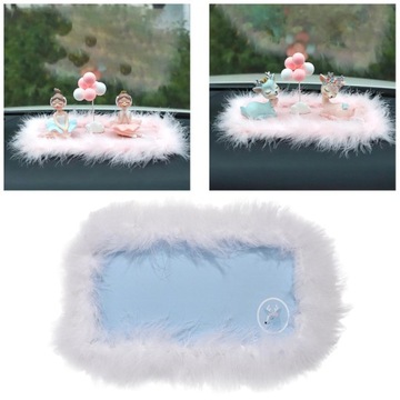 Перьевой противоскользящий коврик, украшение автомобиля Синий телефон