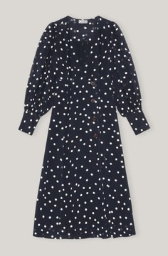 GANNI sukienka 42 XL POLKA DOT WRAP DRESS