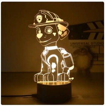 TRÓJWYMIAROWA LAMPKA LAMPA NOCNA 3D PSI PATROL NA PILOTA MARSHALL