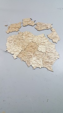 Деревянная карта Польши Премиум 3D Настенное украшение