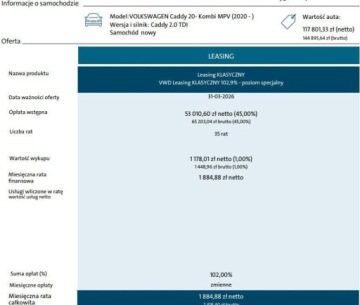 Volkswagen Caddy V Caddy 2.0 TDI 102KM 2025 Volkswagen Caddy Flexible 2.0 TDI 102 KM MANUAL 2.0 Diesel 102KM, zdjęcie 1