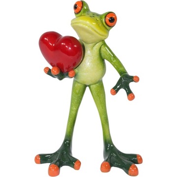 Ozdobna Figurka 14,5 x 9,5 x 6 cm - Stojąca Żaba z SERCEM