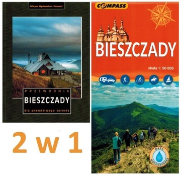 BIESZCZADY PRZEWODNIK REWASZ + MAPA LAMINOWANA 2 w 1 COMPASS 2024