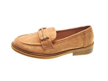Zamszowe mokasyny damskie eleganckie Khaki r.38