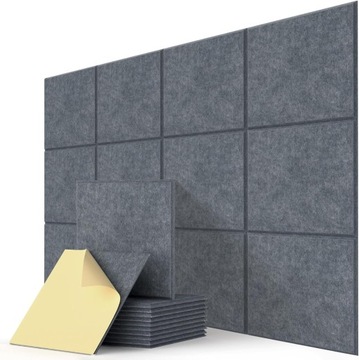 PANELE AKUSTYCZNE IZOLACYJNE 30X30X0,9 CIEMNO SZARE SAMOPRZYLEPNE 12 SZTUK