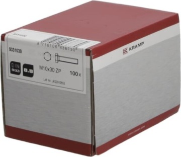 Винт DIN933 М10х30 класс 8,8, сталь оцинкованная, 100 шт.