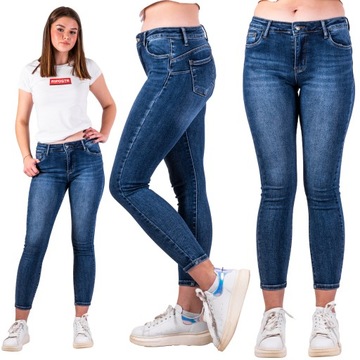 JEANSY DAMSKIE push up rurki GRANAT MOXI r. M