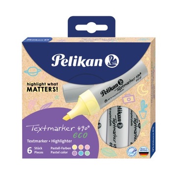Zestaw Zakreślaczy Mazaki do Notatek Eco Pastelowe 6 kolorów Pelikan