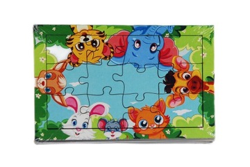 Drewniana EKO kolorowa układanka dla dzieci Zabawka PUZZLE 12 el.