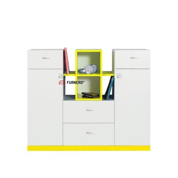 Komoda MOBI M010 Biały lux + Żółty