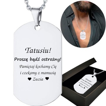 Personalizowany Naszyjnik Nieśmiertelnik z Miłością dla Taty od Córki/Syna