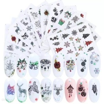 Водные наклейки для ногтей Рождественские снежинки H21