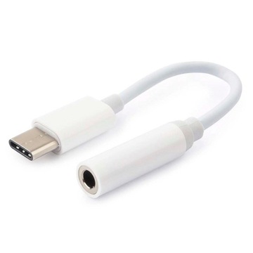 Adapter Audio USB-C Mini Jack 3,5 AUX TYP C Biały