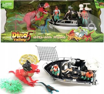 ZESTAW DINOZAURÓW Z ŁODZIĄ DINOZAUR ŁÓDŹ FIGURKI