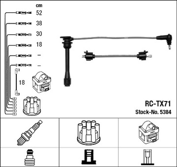 PŘÍVODY VYSOKÉHO NAPÍNÁK KOMPLET NGK RC-TX71 90
