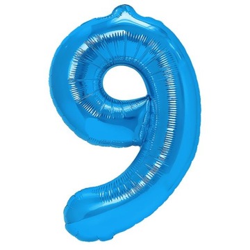 Balon Foliowy Cyfra Cyferka 9 Niebieska 100 cm