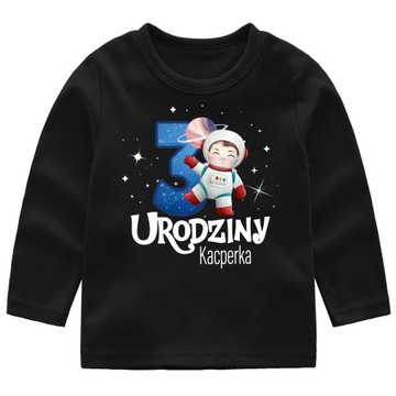BLUZKA URODZINY 3 LATA ASTRONAUTA KOSMOS IMIĘ 110