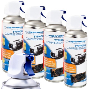 SPRĘŻONE POWIETRZE 4 x 400ml AREOZOL PISTOLET + RURKA do czyszczenia