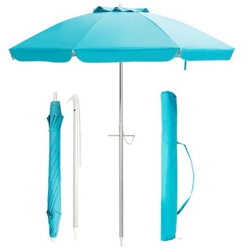 Parasol plażowy ogrodowy 182x213 cm niebieski