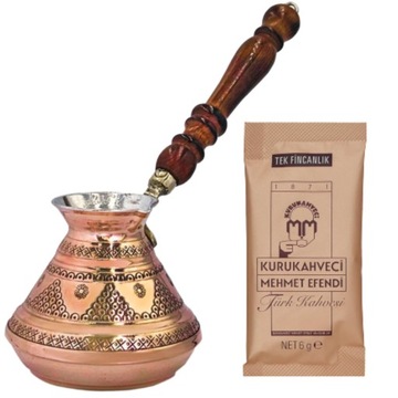 Tygielek miedziany 550 ml ręcznie wykonany + Kawa Turecka 6 g