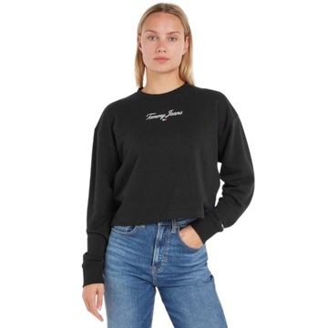 TOMMY HILFIGER BLUZA DAMSKA LOGO 1CREW CZARNA r.S