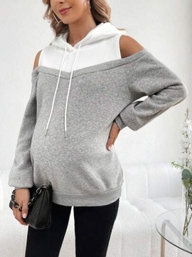 SHEIN BLUZA Z KAPTUREM CIĄŻOWA SZARA CASUAL 38 ŁŁC