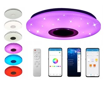 Plafon MIKKA RGB 50x7,5 cm biały 72W GŁOŚNIK PILOT