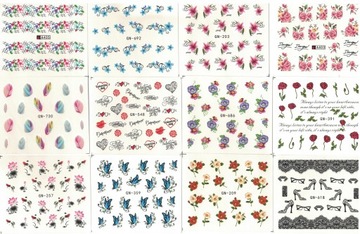 SUNONE NAKLEJKI DO MANICURE MIX OKOŁO 50 ARKUSZY