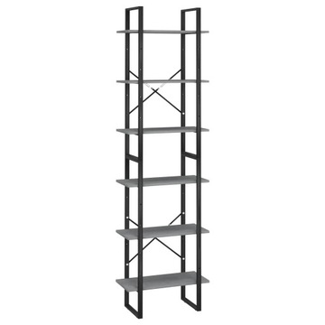 REGAŁ NA KSIĄŻKI BIBLIOTECZKA PÓŁKA szary, 60x30x210 cm, lite drewno