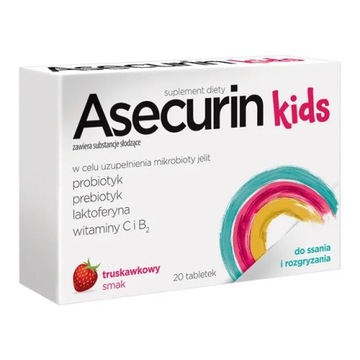 ASECURIN KIDS probiotyk prebiotyk laktoferyna 20 tabletek do ssania