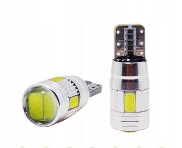 СВЕТОДИОДНАЯ ЛАМПОЧКА 6 SMD 5630 W5W T10 ЛИНЗА CANBUS x10