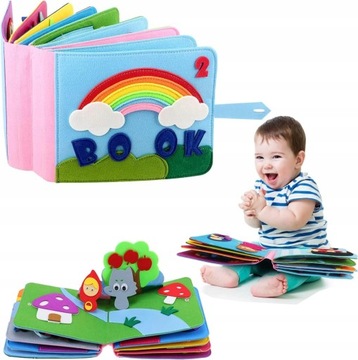 TABLICA MANIPULACYJNA SENSORYCZNA 3D KSIĄŻKA, FILC
